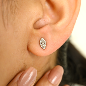 <b>Fine</b> Stud <b>Earrings</b> 14K Minimalist Marquise Diamond Everyday Studs - Product Image 1