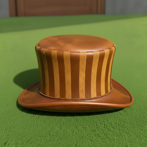 Premium quality custom made Handmade Striped brown Leather <b>Top</b> Hat Steampunk Victorian Cosplay - Product Image 2