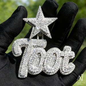 Collier pendentif personnalisé en moissanite avec nom en forme d'étoile, bijou hip-hop plaqué argent glacé pour soirée - Product Image 4