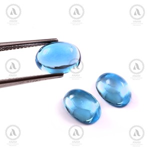 Topacio azul suizo natural ovalado de 10*7 mm, cabujón, topacio suelto de alta calidad, color azul, para la fabricación de joyas, piedra preciosa pulida. - Product Image 1