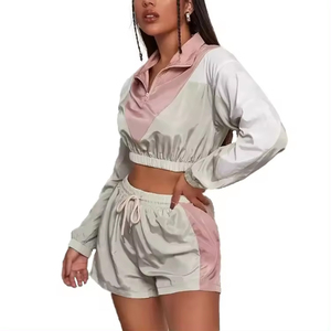Conjunto Deportivo Ligero de Nailon con Cremallera Completa, Chaqueta Corta con Cremallera y Pantalones Cortos para Mujer, Traje Deportivo Personalizado para Chicas - Product Image 2