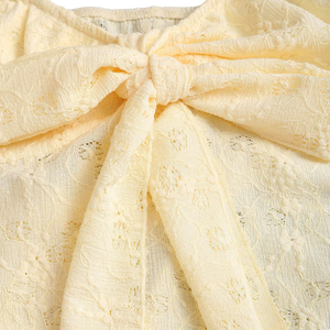 Women <b>Yellow</b> Lace Cami <b>Top</b> Bow Front Wide Straps Sleeveless Peplum Blouse Y2K Logo Elegant Summer Casual Party Wear Fitted - Product Image 6