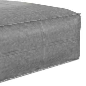 Pouf tavolino da caffè quadrato grande grigio effetto invecchiato Brody - Product Image 3