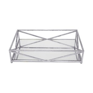 Rectangular Metal Storage <b>Tray</b> With <b>Mirrored</b> Finish Modern Design For Table Use Easy To Clean Single Tier - Product Image 5