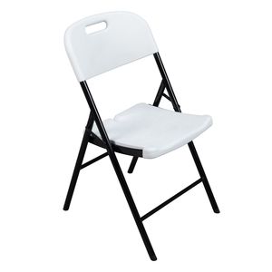Sedie Pieghevoli da Giardino in Plastica, Confezione da 4, 47x54x84cm, Bianche - Product Image 3
