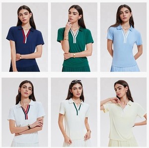 Vente en gros de t-shirts décontractés en maille Oxford pour femmes, manches courtes, golf, tennis, pickleball - Product Image 6