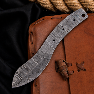 Cuchillo de Acero de Damasco con Hoja de Punta Caída de 8 Pulgadas, Espiga Completa, en Blanco, para Caza, Bricolaje, Personalizable, de Acero Forjado de Alta Calidad - Product Image 1