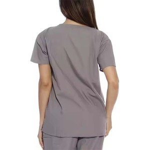 Conjunto de Uniforme Médico para Mujer, Cuello en V, Gris, Algodón y Poliéster, Pantalones Transpirables y Elásticos para Hospital, Clínica, Spa - Product Image 4