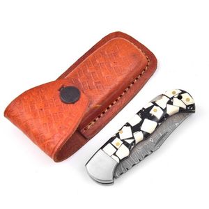 Couteaux pliants en acier à motif Damas personnalisé avec manche en os traditionnel et embouts métalliques pour le camping, la chasse et la pêche - Product Image 5