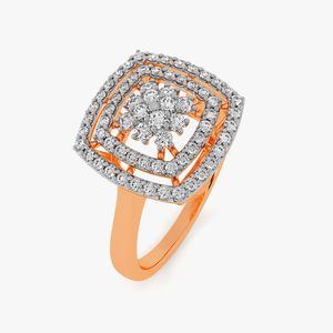 14K Rose Gold Double Cushion Halo Lab Grown Diamond Cluster Statement Ring - Product Image 4