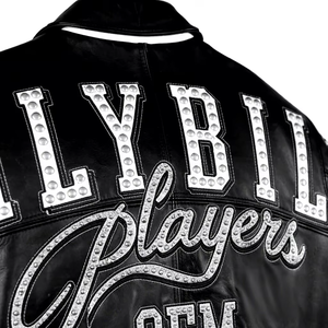 High Street Lambskin Leather Made <b>Jacket</b> Custom <b>Rhinestone</b> Applique Embroidery Trendy Men Streetwear Front Fashion Outwear - Product Image 4