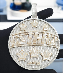 Pendentif personnalisé STARZ Iced Out Moissanite, style Hip Hop, aspect diamant de luxe, médaillon rond pour soirée - Product Image 3