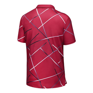 Polo de Manga Corta con Estampado Geométrico Rojo para Hombre, de Secado Rápido, Tejido de Punto, Corte Casual - Product Image 2