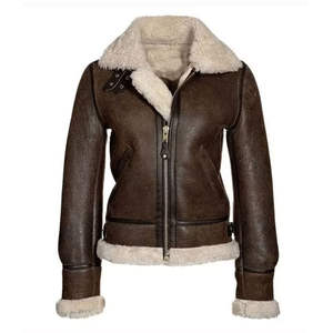 Ladies <b>Genuine</b> Leather Jacket 100% Leather Women's Vintage Spring Autumn Breathable Coat with <b>Nylon</b> Lining - Product Image 3