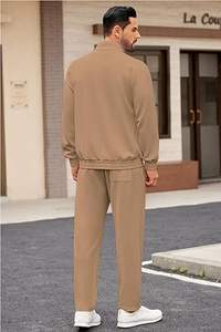 Ensemble de survêtement décontracté 2 pièces pour homme, style hip-hop brodé, avec fermeture éclair intégrale, pour le jogging et le sport, 100 % coton, séchage rapide - Product Image 5