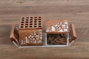 NobleShell - Juego de incienso de nácar con caja de acrílico, quemador de incienso de lujo hecho a mano con incrustaciones para una elegante decoración del hogar árabe - Product Image 4