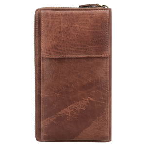 Portefeuille long en cuir véritable de style vintage, fermeture à glissière, protection RFID, doublure en polyester, multifonctionnel, unisexe, usage quotidien - Product Image 5