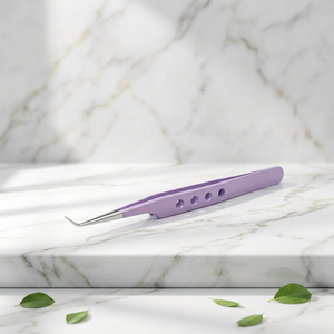 Pince à cils en acier inoxydable violet avec grip texturé, outils de précision pour la pose des cils, pour les professionnels des salons de beauté - Product Image 6