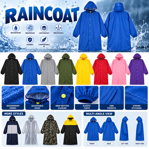 Hooded Brown Waterproof Raincoat Long Sleeve Universal Adult Outdoor Simple Style RAINWEAR - Product Image 6