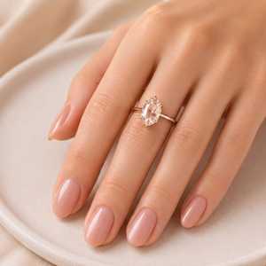 Beautiful Moval Rose Cut Lab Grown <b>Diamond</b> Solitaire Solid Gold <b>Ring</b> Prong Set E Color VVS Clarity <b>Diamond</b> <b>Ring</b> IGI Certified - Product Image 6