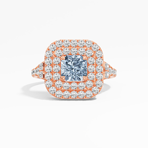 Anillo de Moissanita Certificada con Engaste de Puntas Radiantes Cuadrado Azul de Inspiración Vintage, 1.75 Ctw, para Mujer, en Oro de 10K, 14K, 18K con Baño de Rodio - Product Image 6