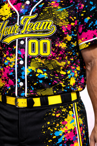 Camiseta de Béisbol Personalizada para Hombre con Logotipo, Diseño Vibrante con Salpicaduras de Pintura, Uniforme con Nombre y Número, Tallas Grandes, Suministro OEM - Product Image 6