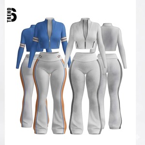 Conjunto de Yoga para Mujer con Logotipo Personalizado, 2 Piezas, Chaqueta Corta con Capucha y Cremallera Completa, Cintura Alta, Franja Lateral, Secado Rápido, Venta al Por Mayor - Product Image 1