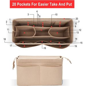 Organisateur de sac à main On-the-Go 35 avec insert en feutre amovible à fermeture éclair et trousse de toilette - Product Image 2