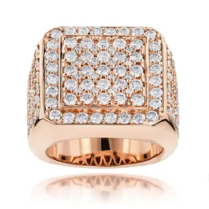 Anillo de Hombre EtherStar con Diamante Cultivado en Laboratorio de 3.5ctw, Oro Sólido de 18K, Corte Brillante Redondo, Estilo Clásico, Anillo de Pinky - Product Image 1