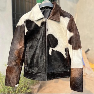 Custom Cowhide Denim <b>Leather</b> <b>Jacket</b> for <b>Mens</b> Hair on Hide Cow Boy Personalized Trucker <b>Leather</b> <b>Jackets</b> - Product Image 1