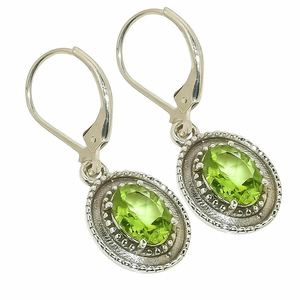 Genuine Green Peridot <b>Earrings</b> 925 <b>Solid</b> Sterling <b>Silver</b> Natural Gemstone Jewelry For Women Elegant Gift - Product Image 6