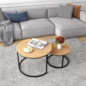 Table d'appoint ronde en bois à motif marbré avec cadre doré, style industriel moderne, pour salon et chambre à coucher - Product Image 5