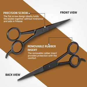 Ciseaux de coiffure professionnels en acier inoxydable, lame tranchante, manche en acier inoxydable, pour droitiers, manche long noir, salon de coiffure - Product Image 3
