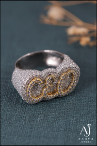 925 <b>Sterling</b> <b>Silver</b> Gold Plated Moissanite Iced Heart Shape Claw <b>Set</b> Unisex Hip Hop <b>Ring</b> IGI Certified for Wedding Gift Party - Product Image 4