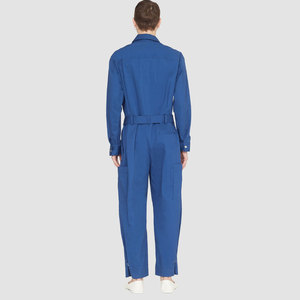 Customized Logo Printed Unisex Blue Long Sleeve Coveralls <b>With</b> Belt And Chest <b>Pocket</b> - Product Image 4