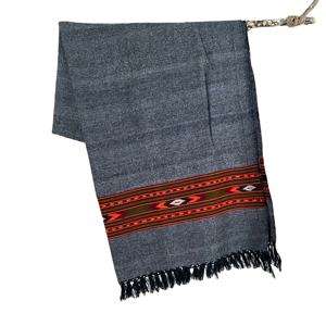 Chal Kulu de Lana Marina, Tejido a Mano, con Patrón Floral Étnico del Himalaya, Bufanda de Invierno con Tela de Lana Peinada, Unisex - Product Image 1