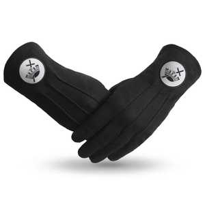 Gants en coton noir longueur poignet, motif emblème maçonnique imprimé par transfert thermique, style uni, pour l'hiver, usage quotidien - Product Image 1