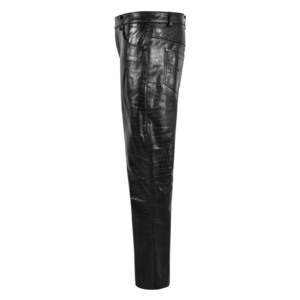 Pantalon en cuir véritable de vachette 100 % personnalisé pour homme, style motard, effet croco, noir, coupe droite, pantalon de mode - Product Image 2