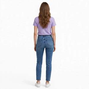 T-shirt femme uni à col rond 100% coton Coupe classique T-shirts décontractés à manches courtes de couleur unie de BD - Product Image 6