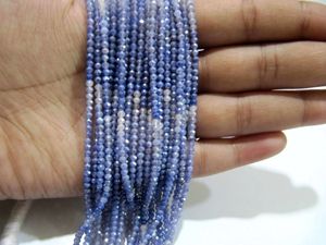 Perles facettées rondes en pierre de lune bleue naturelle teintée argent AB, revêtement mystique, 2,5 mm, brin de 13 pouces de long - Product Image 2