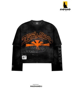 Camiseta de Manga Larga con Lavado Ácido Personalizado |   Camiseta gráfica oversize de estilo urbano |   Fabricante OEM de Camisetas de Manga Larga Resistentes con Efecto Desgastado - Product Image 2