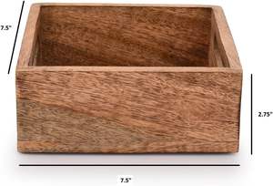 Porta Servilletas Cuadrado de Madera de Mango con Acabado Quemado para Decoración de Restaurantes, Accesorios de Cocina y Bar, Elegante Porta Servilletas Plano - Product Image 5