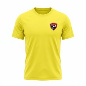<b>Yellow</b> <b>Men's</b> Short Sleeve O-Neck Casual <b>T</b>-<b>Shirt</b> With Logo Quick Dry 100% Polyester Knitted Regular Fit - Product Image 1