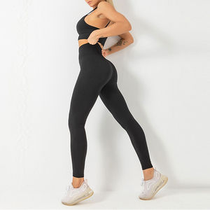Ensemble de leggings de yoga sans couture personnalisés pour femmes, taille mi-haute, en Spandex/Polyester respirant, pour fitness et entraînement - Product Image 5