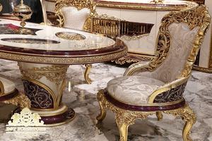 Meubles de salle à manger européens sculptés à la main Meubles de salle à manger classiques or polonais Ensemble de table à manger royale luxueuse villa - Product Image 2