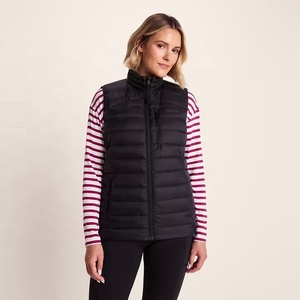 Black Knitted <b>Quilted</b> Puffer Vest Sleeveless Zip <b>Waistcoat</b> Lightweight Outerwear Autumn Outdoor Wear Women's Vest - Product Image 1