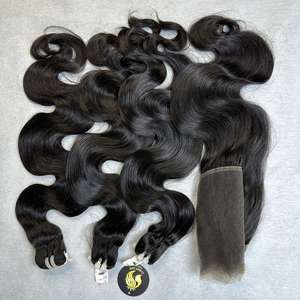 Mejor Venta de alta calidad de la trama del pelo de la Virgen vietnamita suave cuerpo negro onda doble dibujado paquete de la mejor calidad de cabello humano - Product Image 5