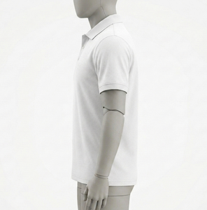Camisa Polo Blanca para Hombre, Manga Corta, Cuello Camisero, Corte Regular, Color Sólido, Todas las Temporadas, 100% Algodón - Product Image 3