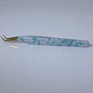 Pinzas de Precisión para Pestañas de Acero Inoxidable, Punta Suave, Mango con Diseño Azul Turquesa, Profesionales para Extensión de Pestañas y Modelado de Cejas - Product Image 3