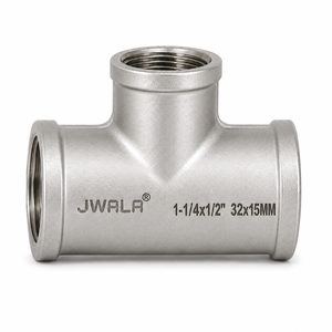 Raccord en T réducteur durable en acier inoxydable 32x15mm, ports filetés 1-1/4x1/2 pouce, conçu pour les applications de tuyauterie chimique industrielle - Product Image 2